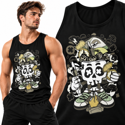 TANK TOP ANIMOWANY CAMP FIRE SKULL